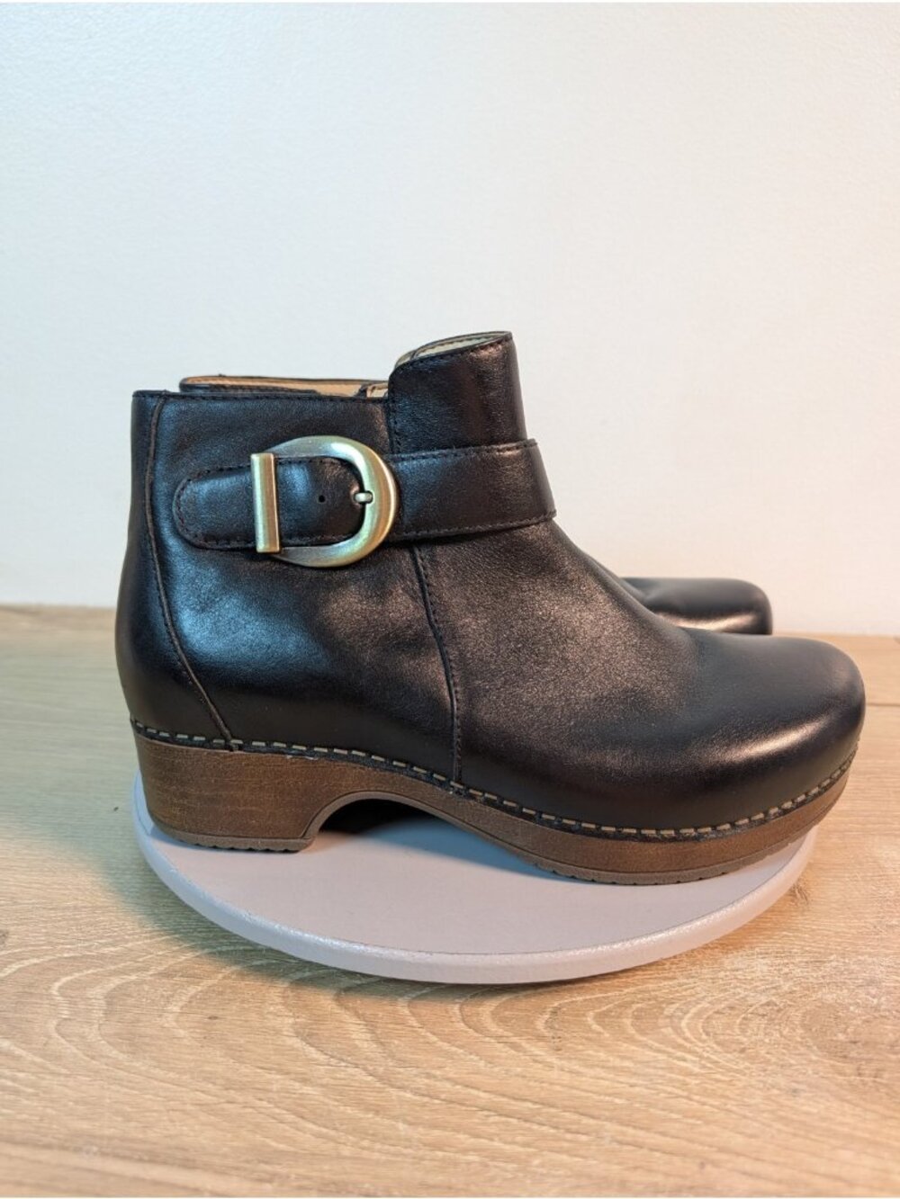 Dansko Ankle Boot 9441-507800 Brennan Leather Black Lagenlook Women’s 7 Sz 37